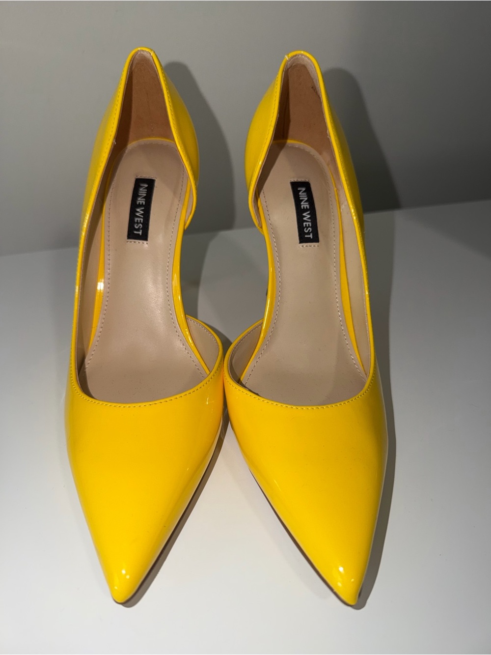 Nine West Bright Yellow Pointed-Toe Patent Pumps